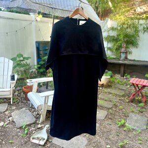 Jil Sander black dress w/ cape, size large, 100% cotton, Spring 2024 collection